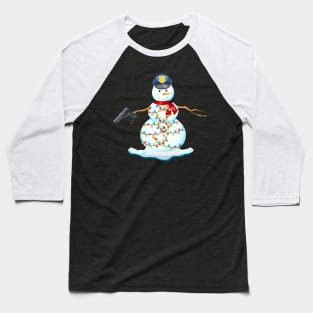 Police Snowman Christmas Lights Shirt Boy Kid Men Gift Baseball T-Shirt